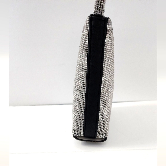 Women Mini Silver Rhinestone Top Handle Crossbody Bag - Picture 7 of 11